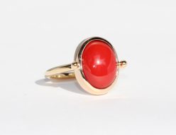 お持込石・珊瑚（コーラル）金のリングのデザインと加工
